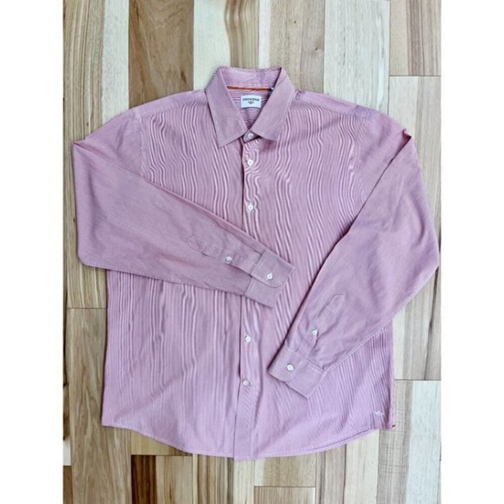 Dockers Red Mini Stripe Button Down Shirt L